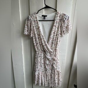 Aqua White and Pink Floral Midi Dress